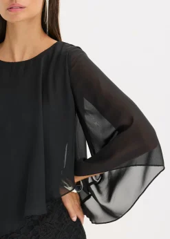 Online Vestido corto de encaje con capa de gasa fina Mujer Vestidos|Ropa Elegante