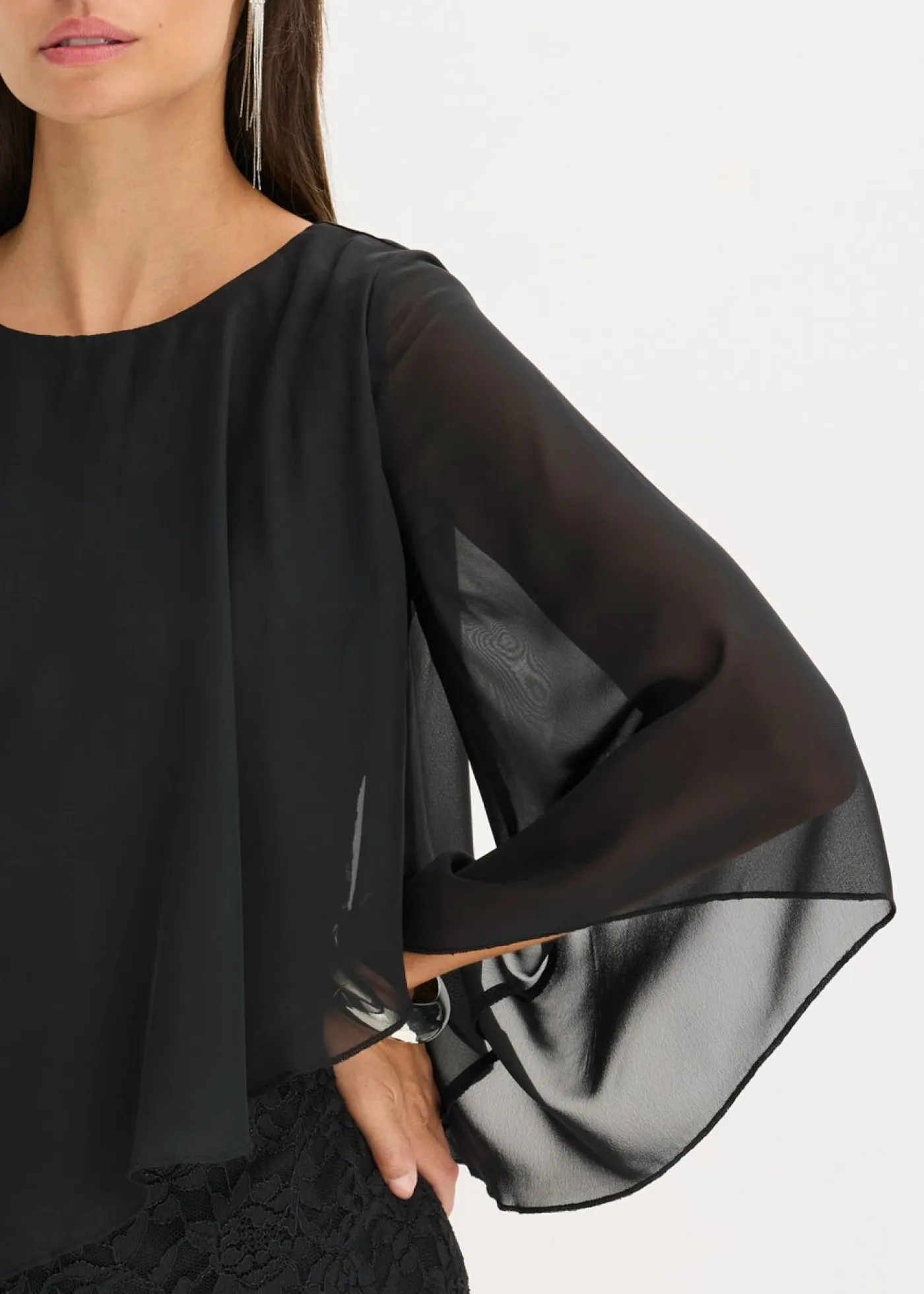 Online Vestido corto de encaje con capa de gasa fina Mujer Vestidos|Ropa Elegante