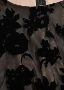 Best Vestido corto de malla fina con estampado flocado Mujer Vestidos|Ropa Elegante