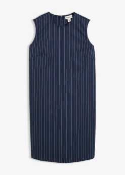 Outlet Vestido corto de mezcla de viscosa con raya diplomática Mujer Esenciales|Vestidos
