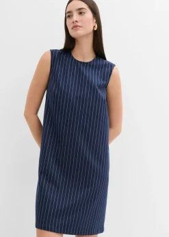 Outlet Vestido corto de mezcla de viscosa con raya diplomática Mujer Esenciales|Vestidos