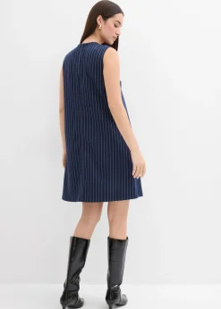 Outlet Vestido corto de mezcla de viscosa con raya diplomática Mujer Esenciales|Vestidos