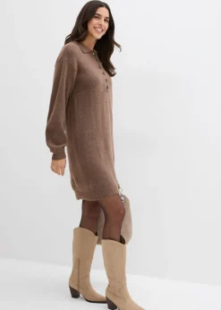 Hot Vestido corto de punto con botones Mujer Vestidos|Ropa De Punto