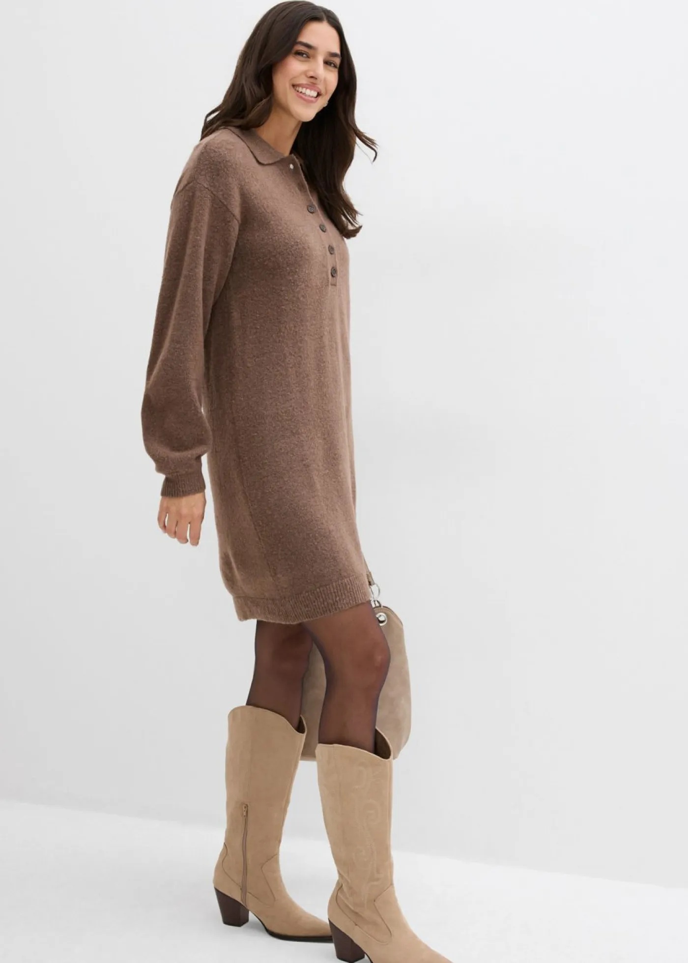 Hot Vestido corto de punto con botones Mujer Vestidos|Ropa De Punto