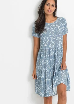 Sale Vestido corto de viscosa fluida Mujer Vestidos|Novedades