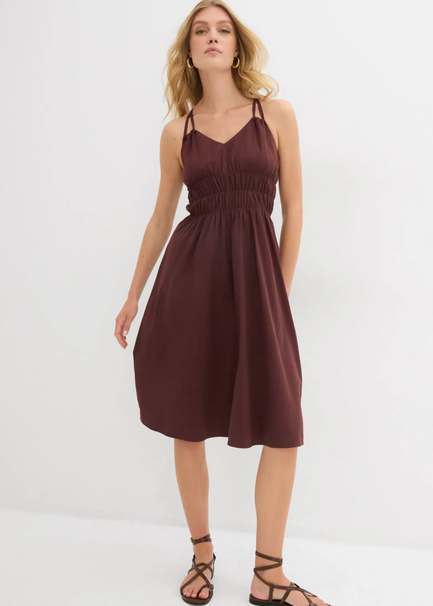 Outlet Vestido de algodón orgánico puro con tirantes Mujer Vestidos