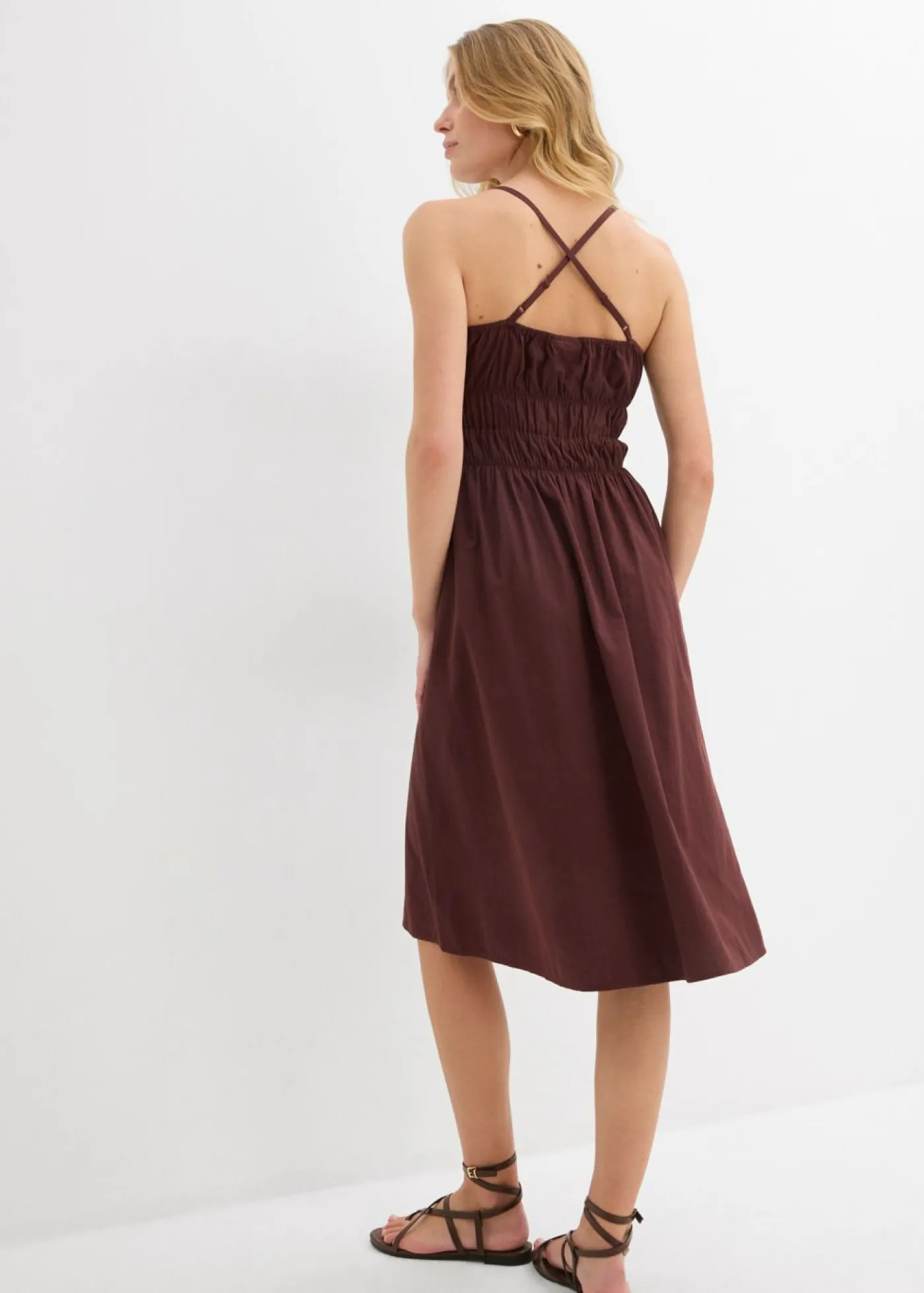 Outlet Vestido de algodón orgánico puro con tirantes Mujer Vestidos