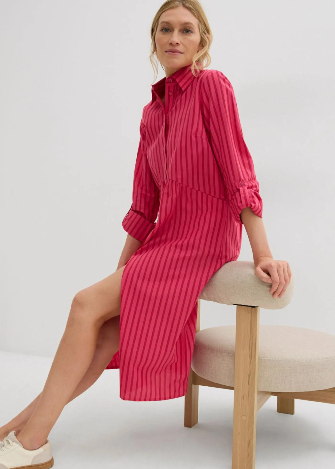 Sale Vestido de algodón puro con cuello de camisa Mujer Vestidos|Novedades