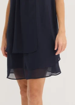 Outlet Vestido de gasa con aplicación de piedras Mujer Vestidos|Novedades
