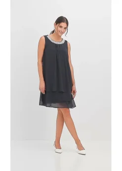 Outlet Vestido de gasa con aplicación de piedras Mujer Vestidos|Novedades