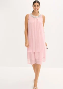 New Vestido de gasa con aplicación de piedras Mujer Vestidos|Novedades