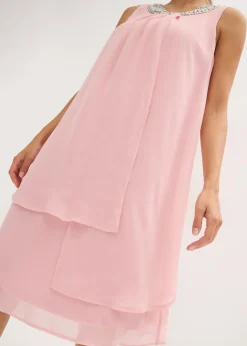 New Vestido de gasa con aplicación de piedras Mujer Vestidos|Novedades