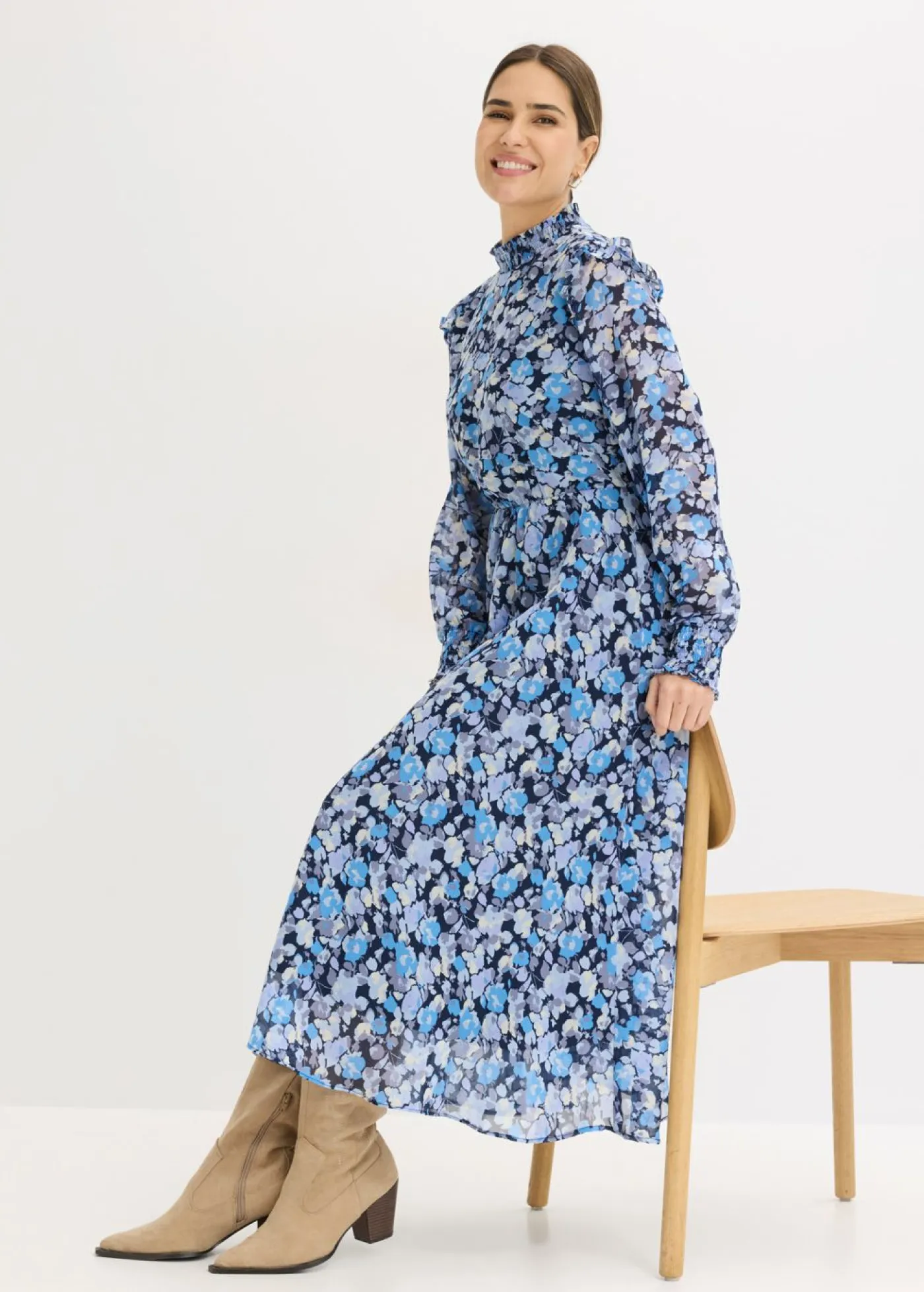 Sale Vestido de gasa con cuello alto Mujer Tallas Pequeñas|Vestidos