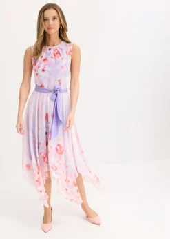 Vestido de gasa con dobladillo asimétrico y cordón Mujer Vestidos|Ropa Elegante