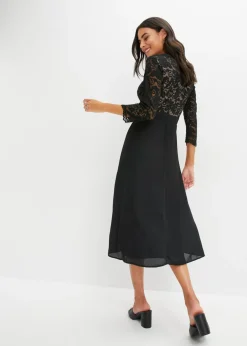 Vestido de gasa con encaje Mujer Vestidos|Ropa Elegante
