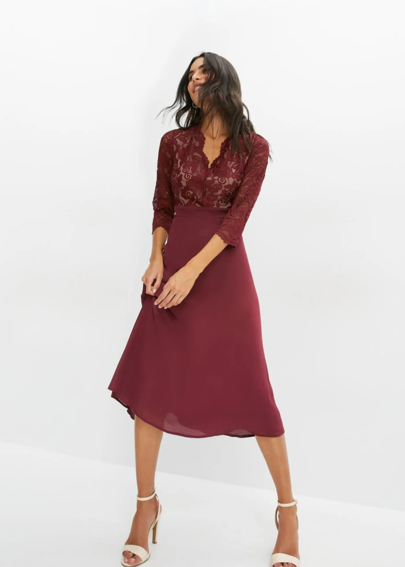 Hot Vestido de gasa con encaje Mujer Vestidos|Ropa Elegante