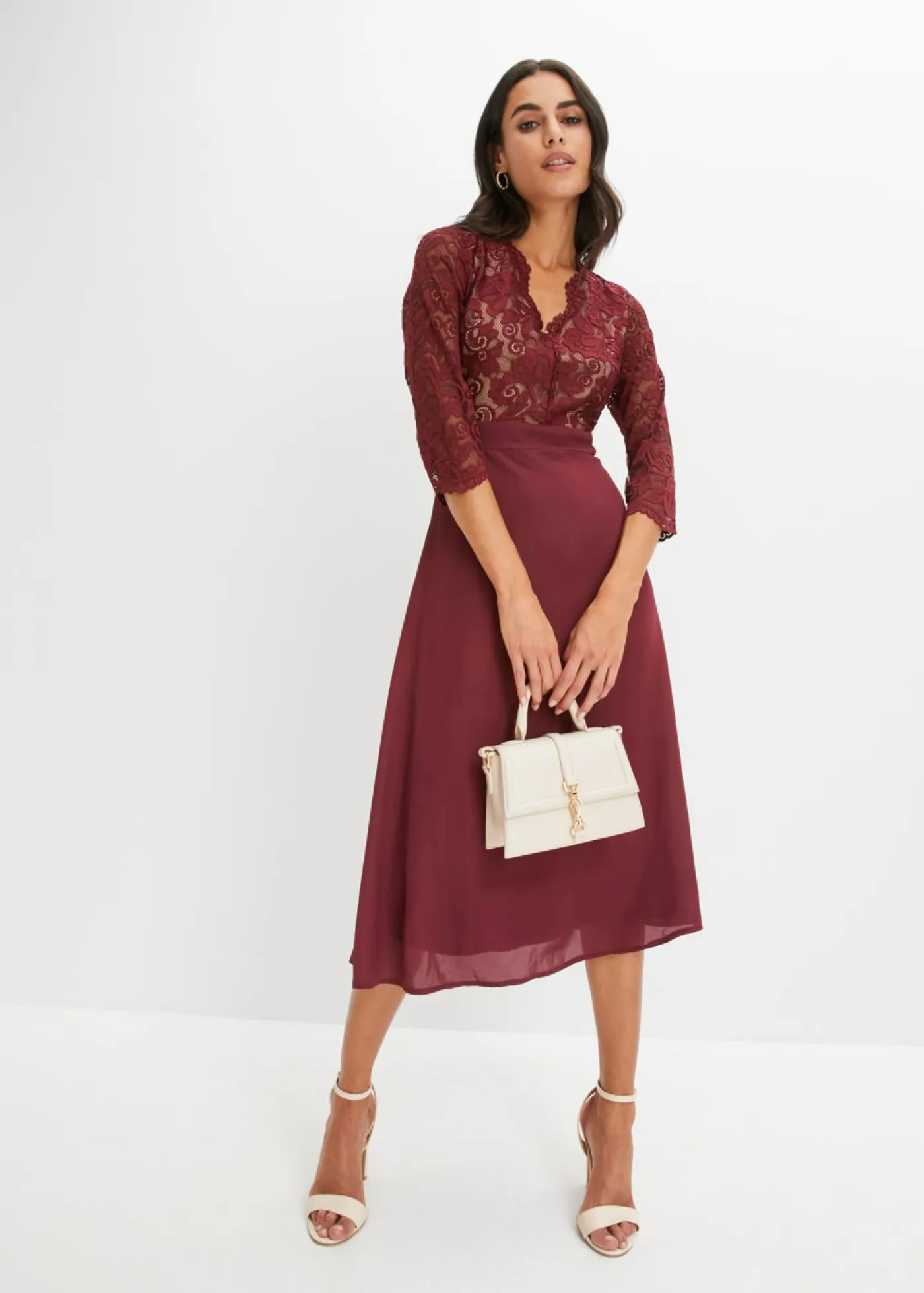 Hot Vestido de gasa con encaje Mujer Vestidos|Ropa Elegante