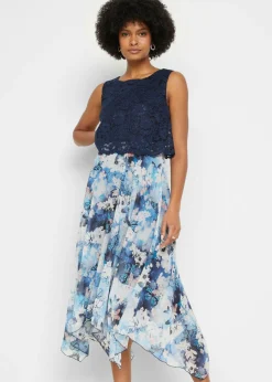 Online Vestido de gasa con encaje fino Mujer Vestidos|Novedades