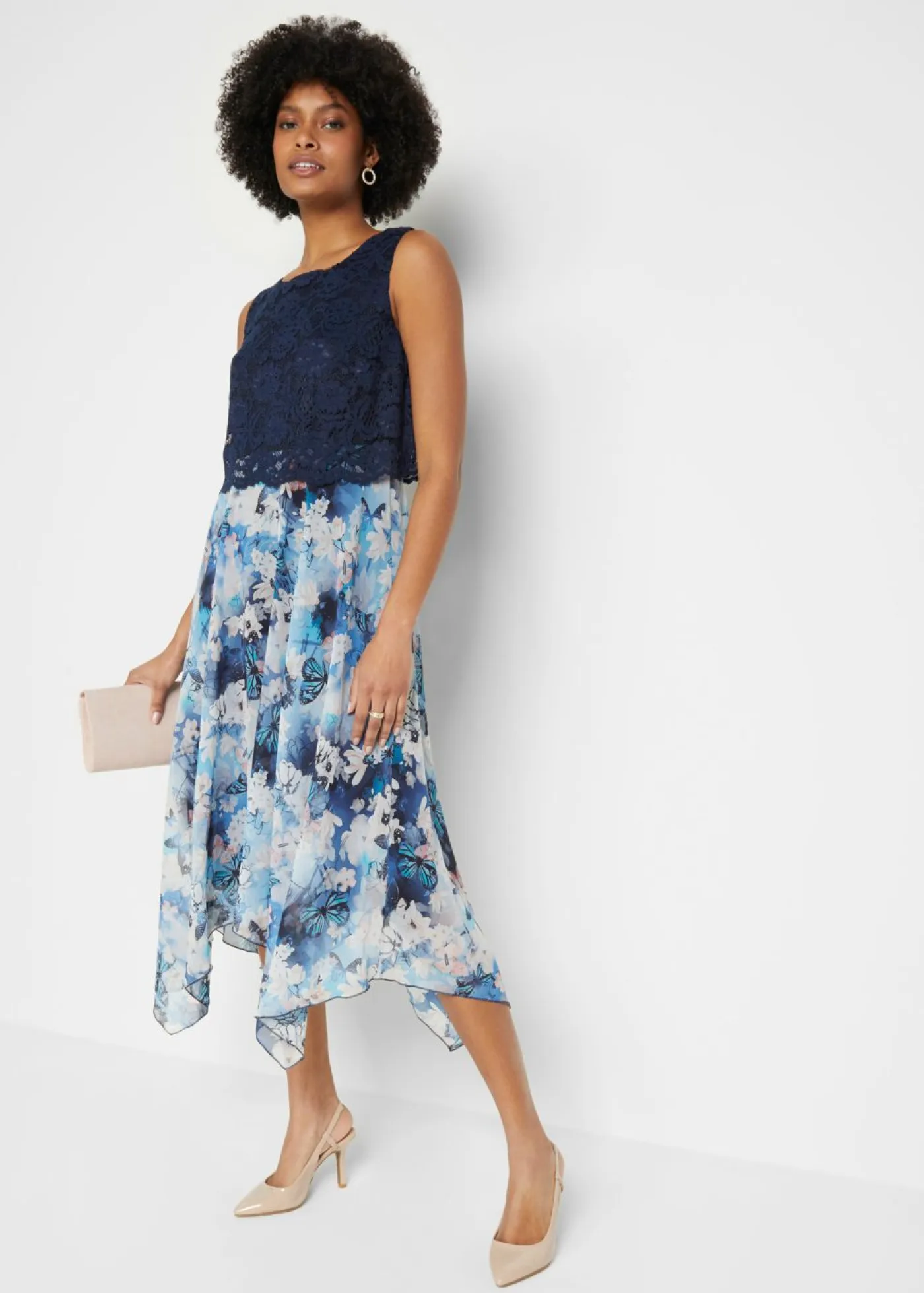Online Vestido de gasa con encaje fino Mujer Vestidos|Novedades