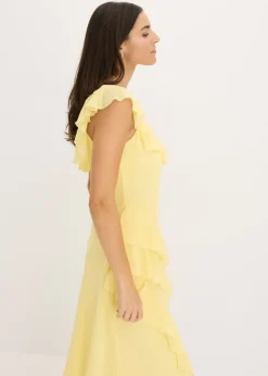 Sale Vestido de gasa con tirantes y volantes Mujer Vestidos|Ropa Elegante