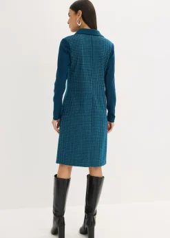Vestido de jacquard con cuello en contraste Mujer Vestidos