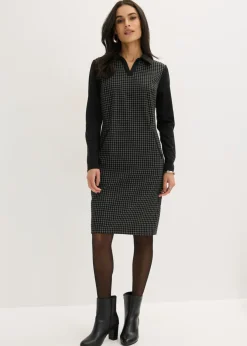 Online Vestido de jacquard con cuello en contraste Mujer Vestidos