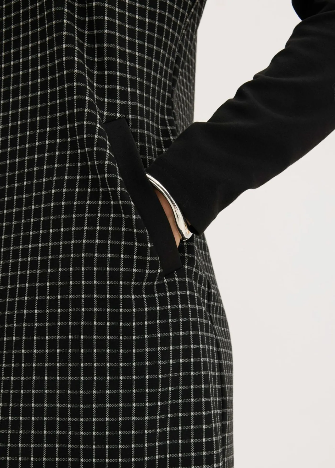 Online Vestido de jacquard con cuello en contraste Mujer Vestidos
