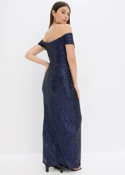 Outlet Vestido de lentejuelas con escote bañera Mujer Vestidos|Ropa Elegante