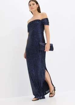 Outlet Vestido de lentejuelas con escote bañera Mujer Vestidos|Ropa Elegante