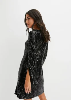 New Vestido de lentejuelas con mangas de trompeta Mujer Vestidos|Tallas Pequeñas