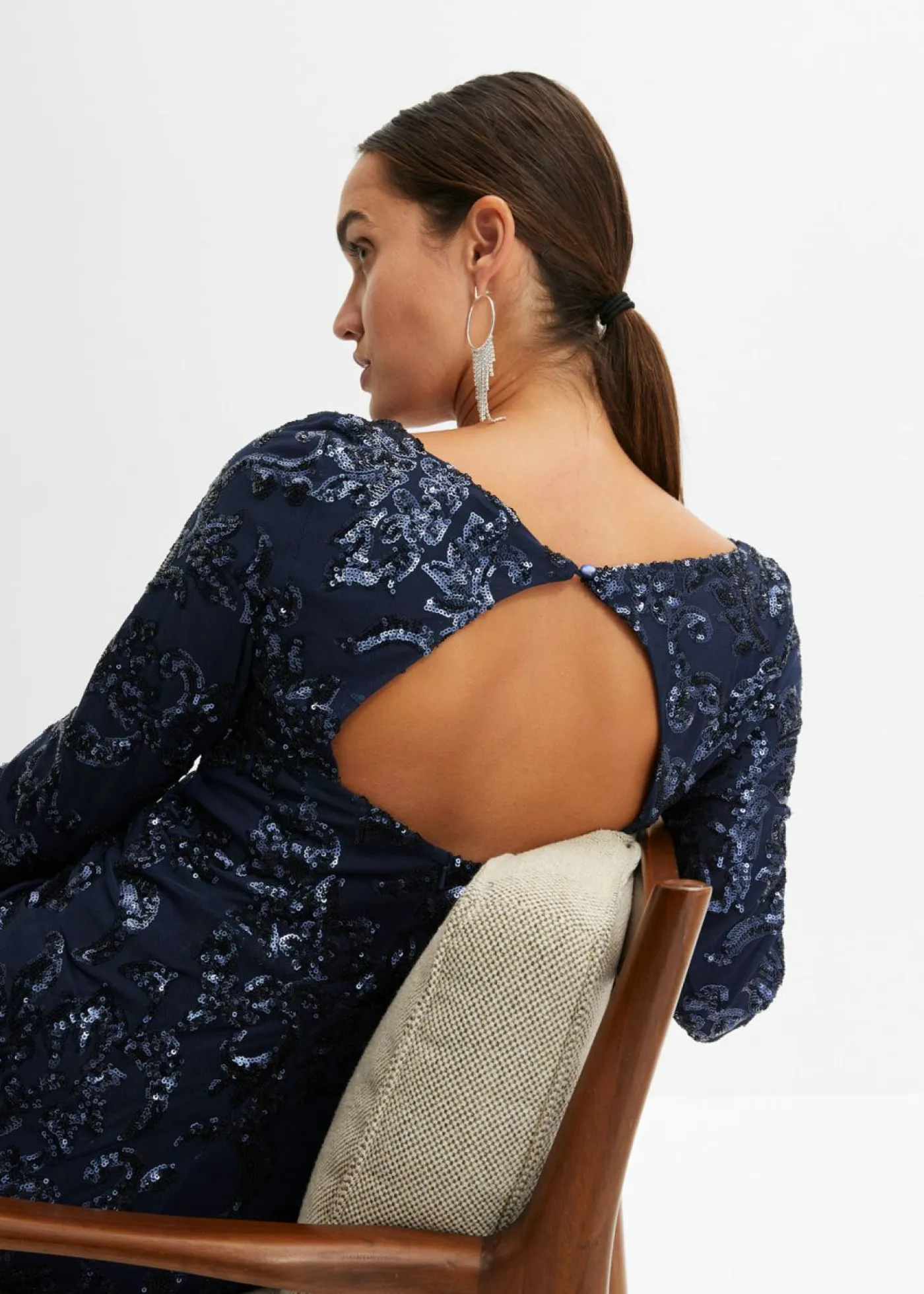 New Vestido de lentejuelas con escote en la espalda Mujer Vestidos|Tallas Pequeñas