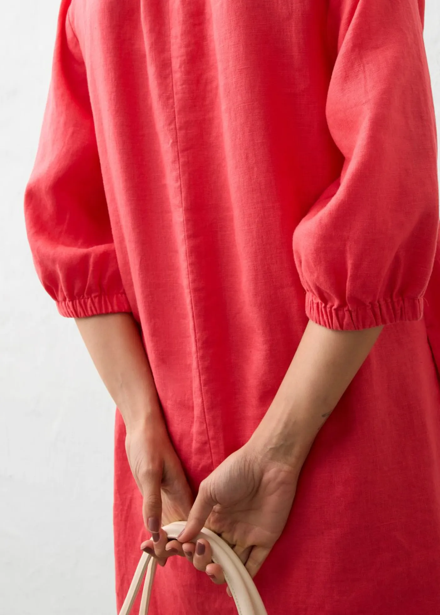 Vestido de lino puro con mangas 3/4 Mujer Premium|Vestidos