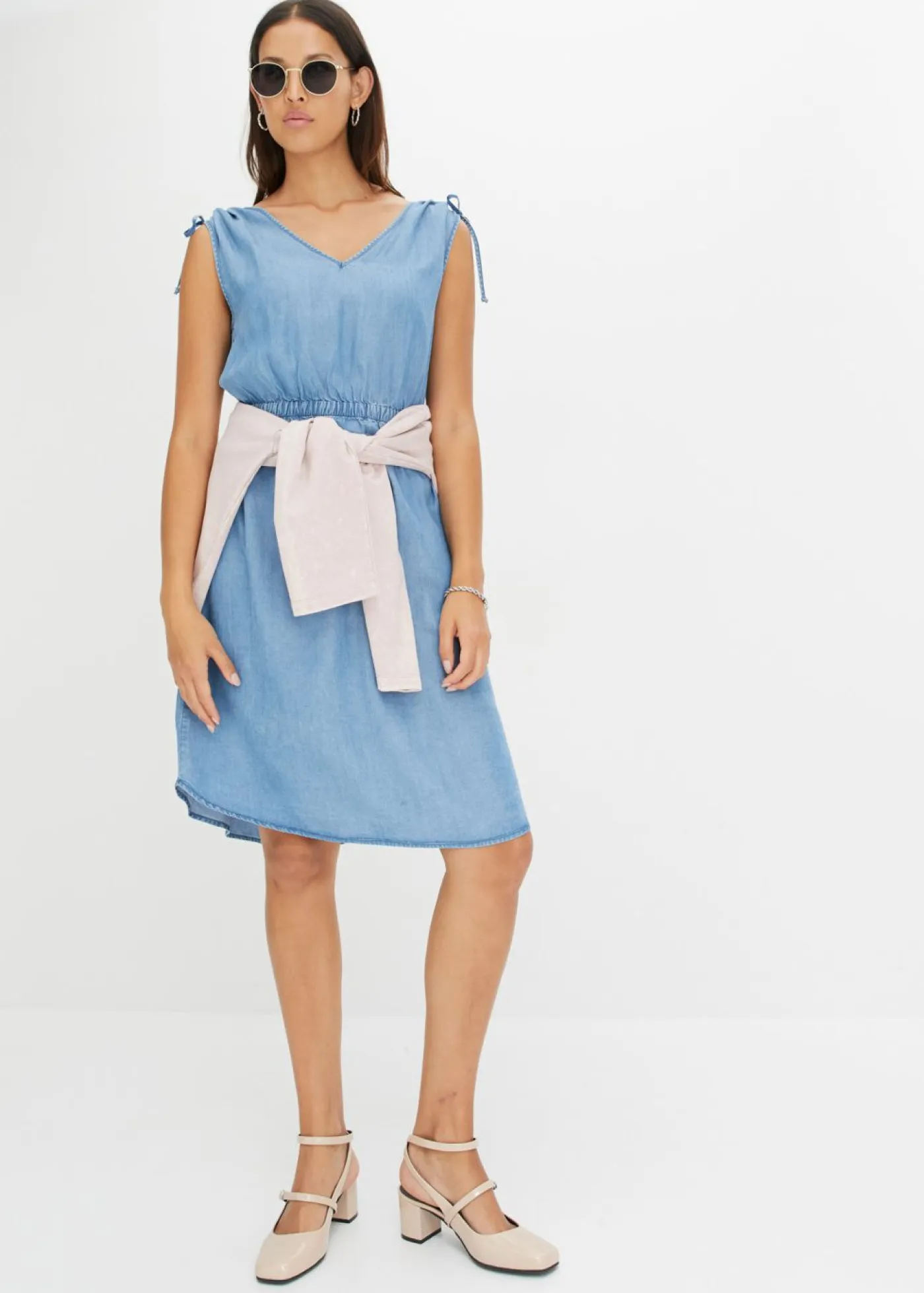 Sale Vestido de lyocell liso Mujer Vestidos