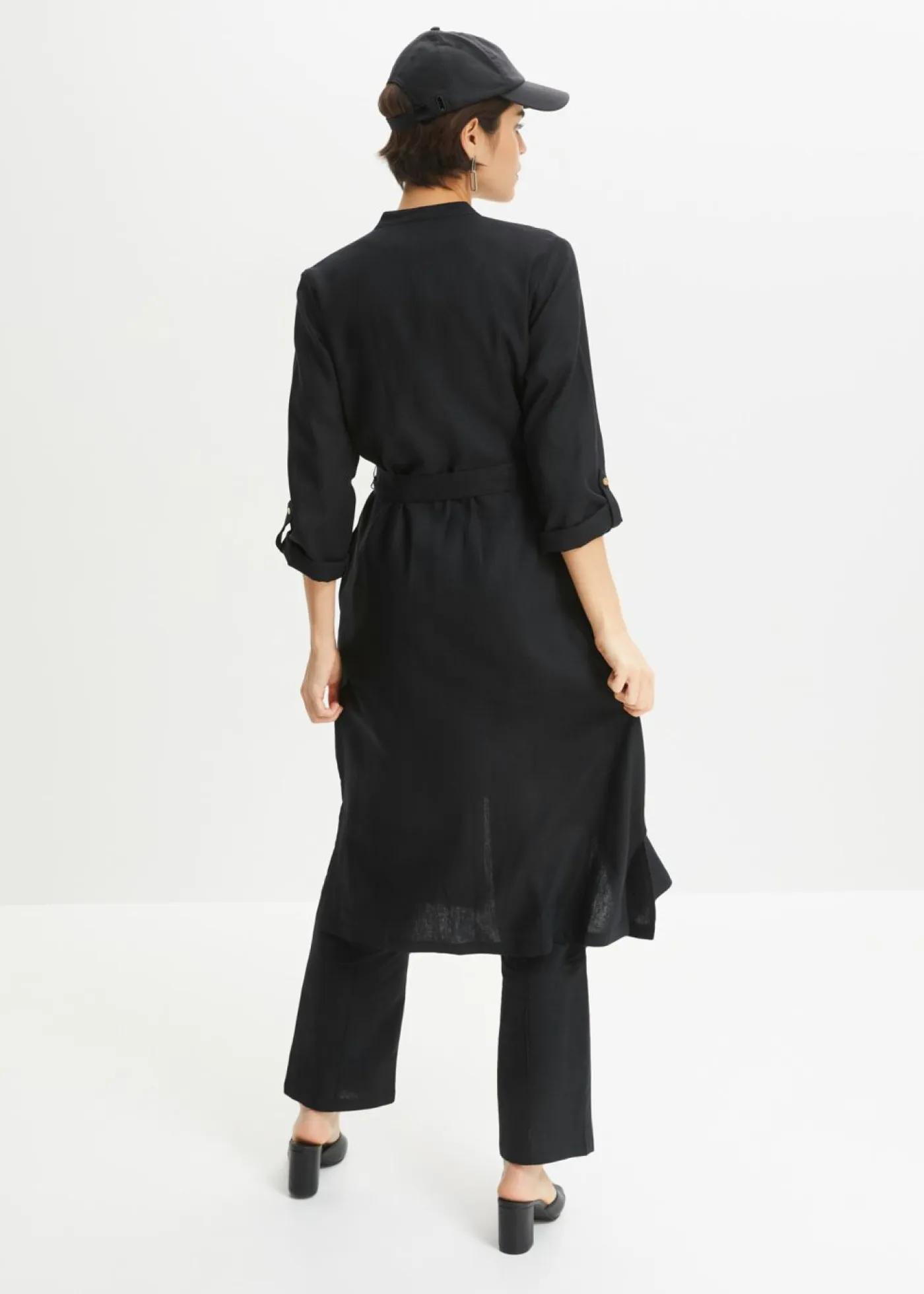 Sale Vestido de mezcla de lino y viscosa con bolsillos Mujer Vestidos|Novedades