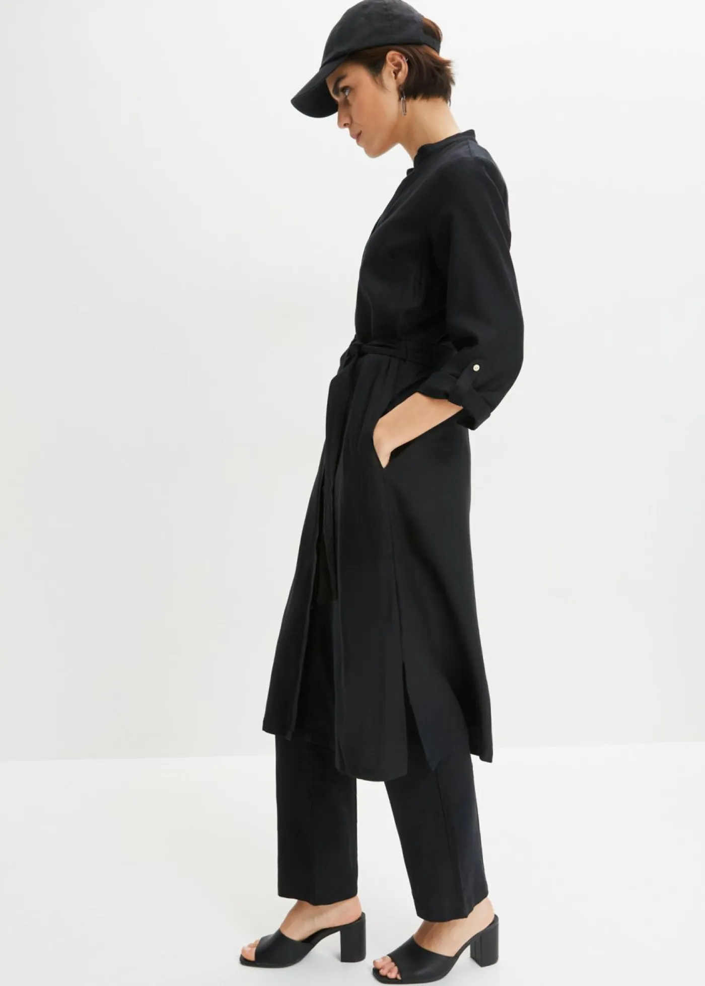 Sale Vestido de mezcla de lino y viscosa con bolsillos Mujer Vestidos|Novedades