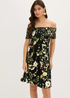 Vestido de mezcla de viscosa suave con escote bañera Mujer Vestidos