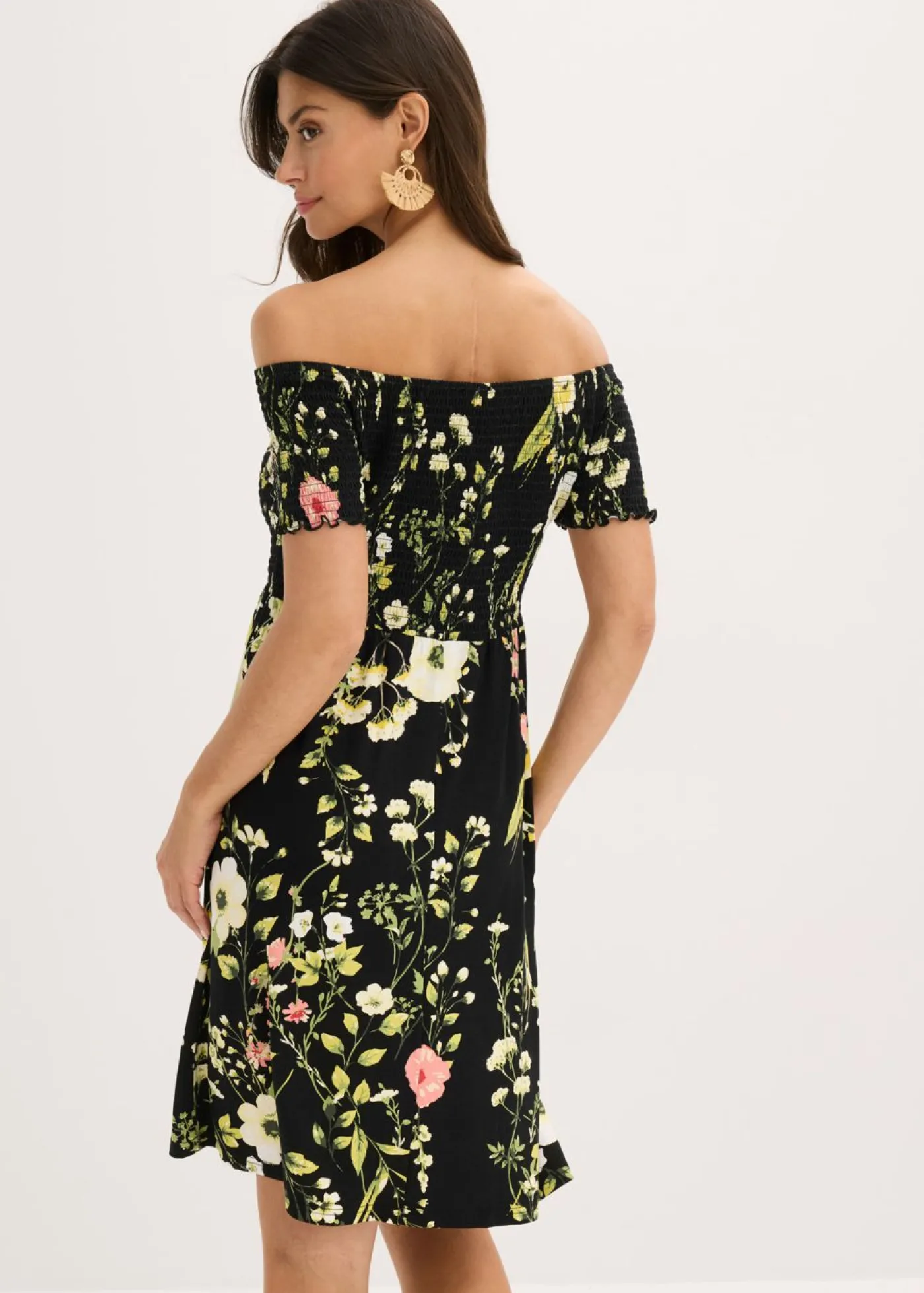 Vestido de mezcla de viscosa suave con escote bañera Mujer Vestidos