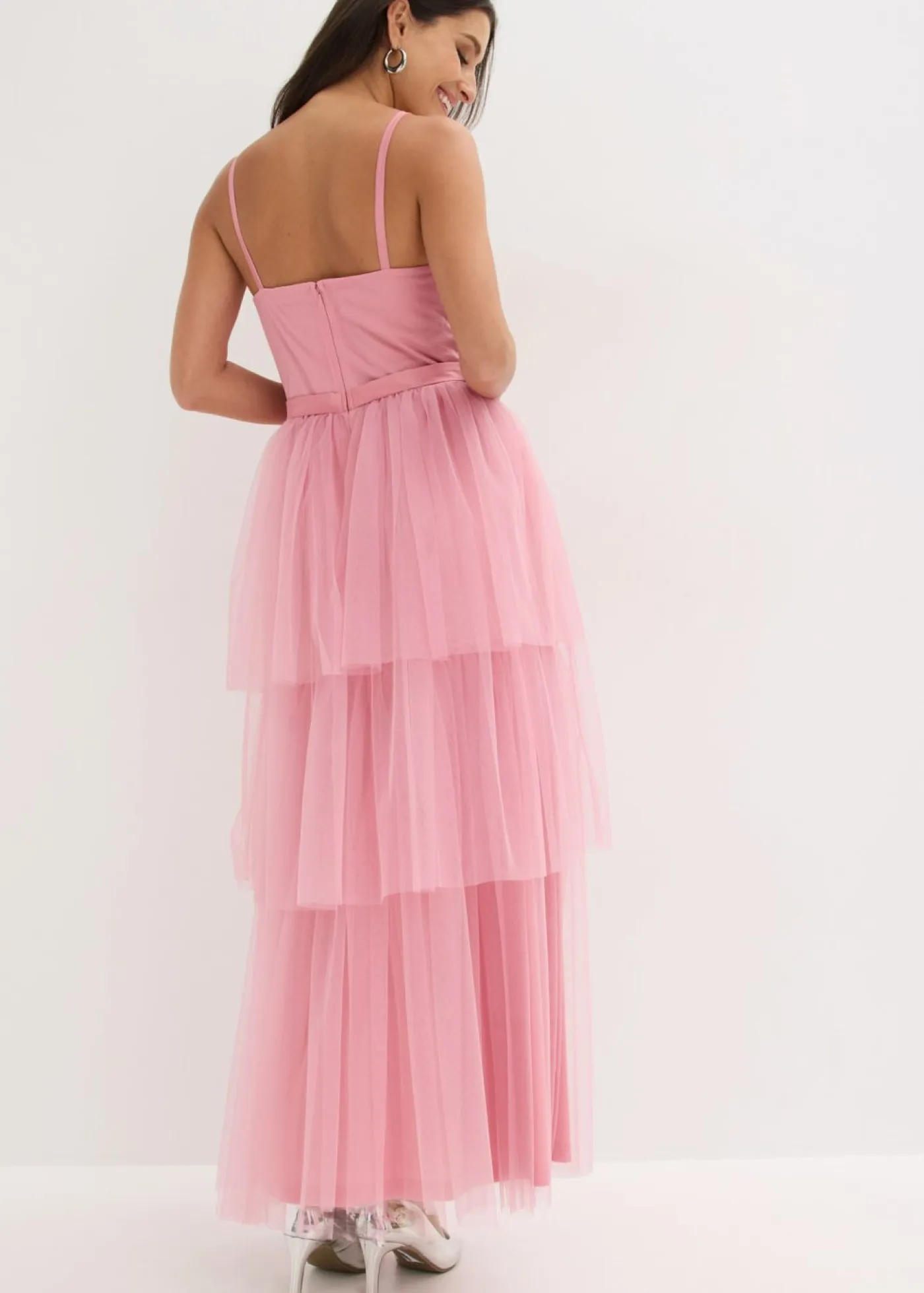 Hot Vestido de noche con encaje y falda de tul fino Mujer Vestidos|Ropa Elegante