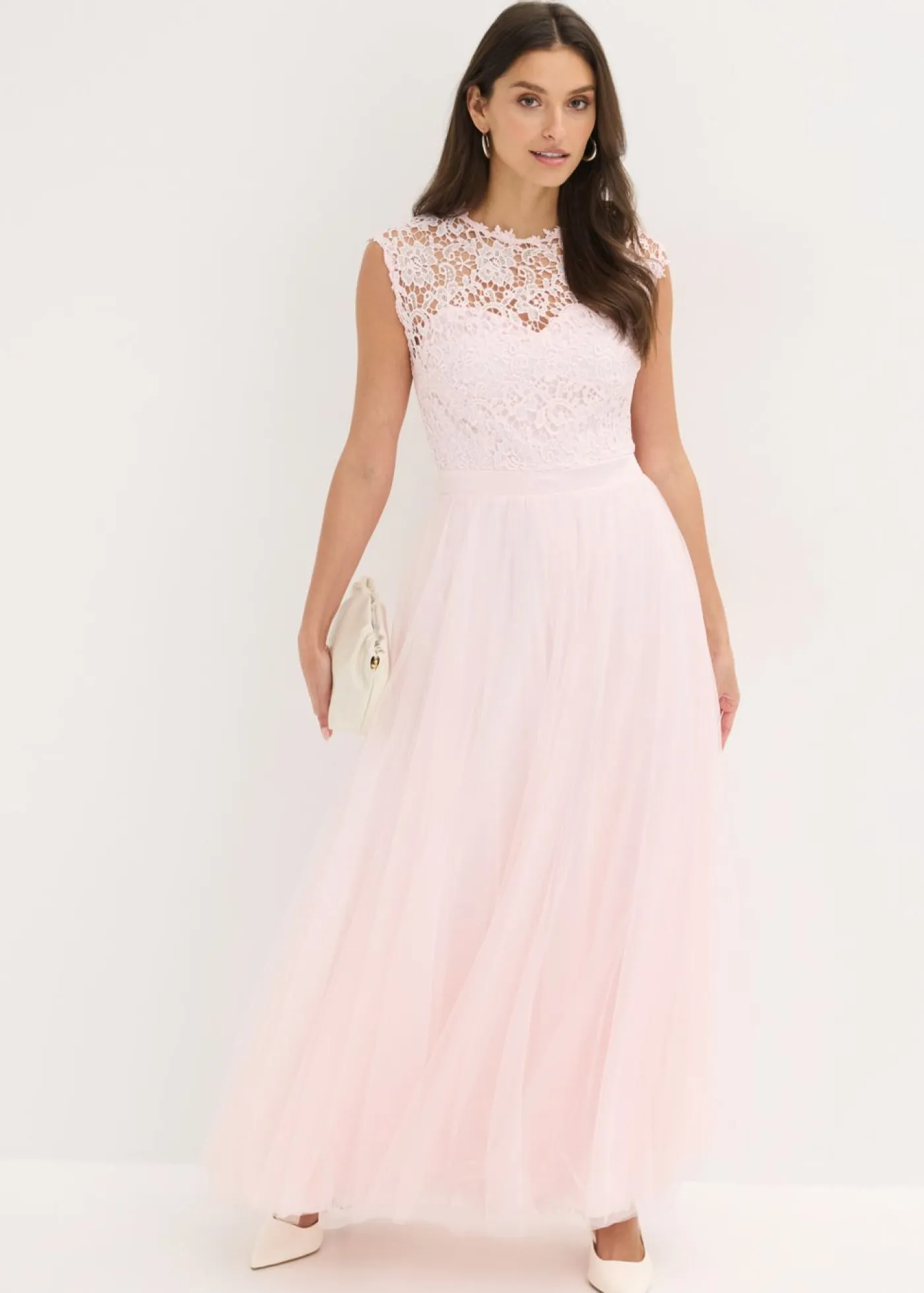 Best Vestido de noche con encaje y falda de tul fino Mujer Vestidos|Ropa Elegante