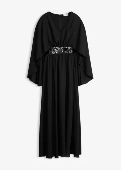 Hot Vestido de noche de gasa fina con inserto de lentejuelas Mujer Vestidos|Novedades