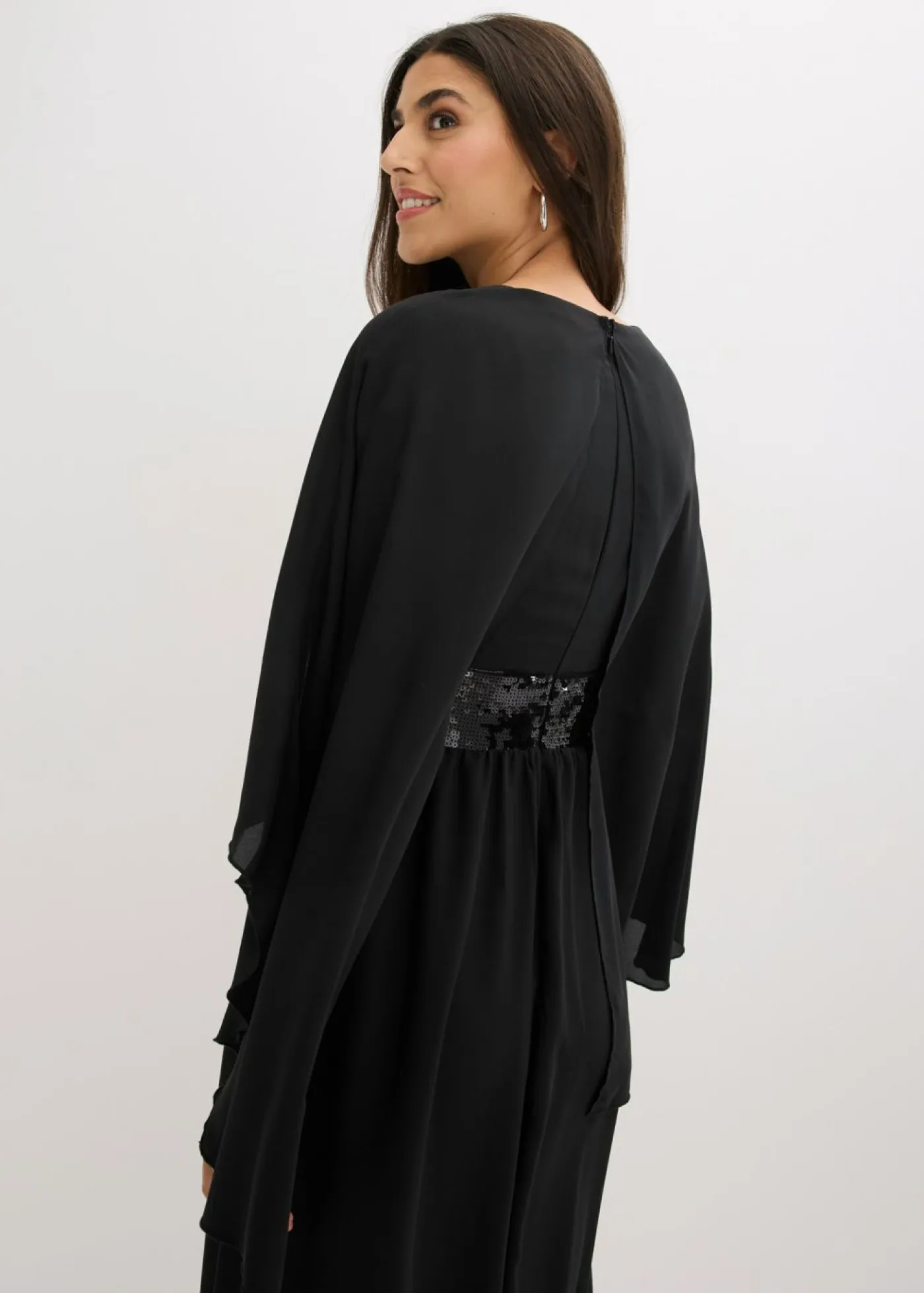 Hot Vestido de noche de gasa fina con inserto de lentejuelas Mujer Vestidos|Novedades