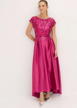 Best Vestido de noche de satén brillante con lentejuelas Mujer Ropa Elegante|Tallas Pequeñas