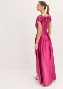 Best Vestido de noche de satén brillante con lentejuelas Mujer Ropa Elegante|Tallas Pequeñas