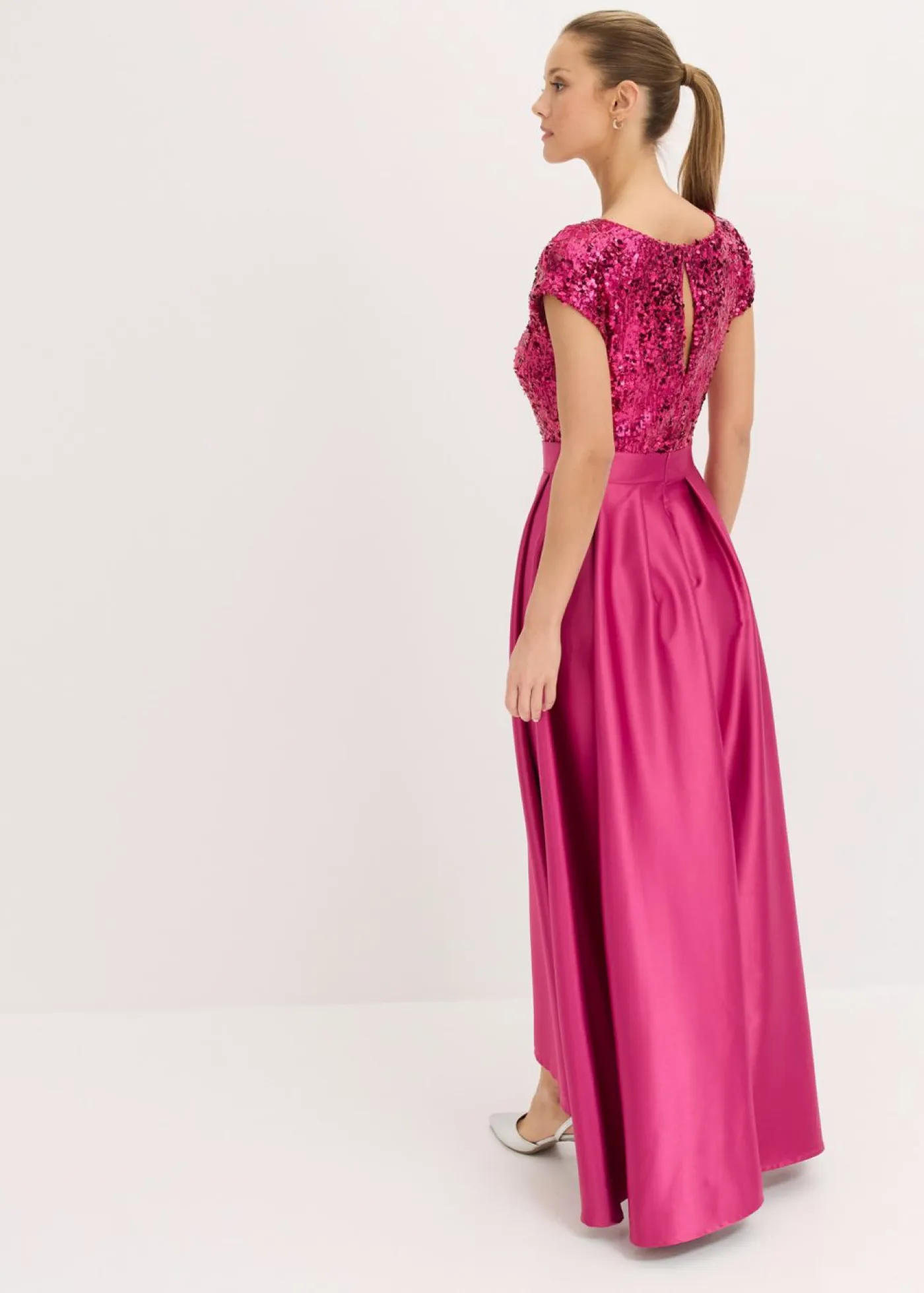 Best Vestido de noche de satén brillante con lentejuelas Mujer Ropa Elegante|Tallas Pequeñas