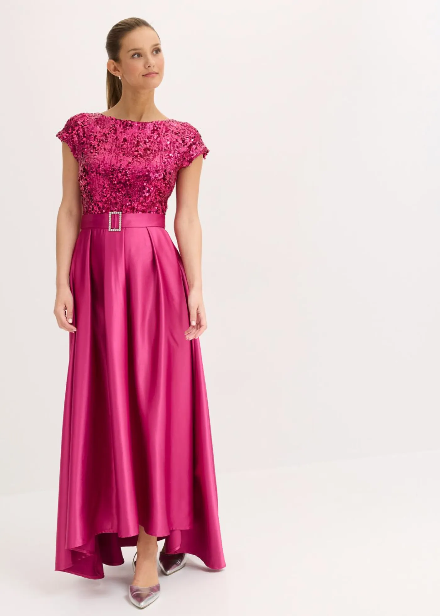 Best Vestido de noche de satén brillante con lentejuelas Mujer Ropa Elegante|Tallas Pequeñas