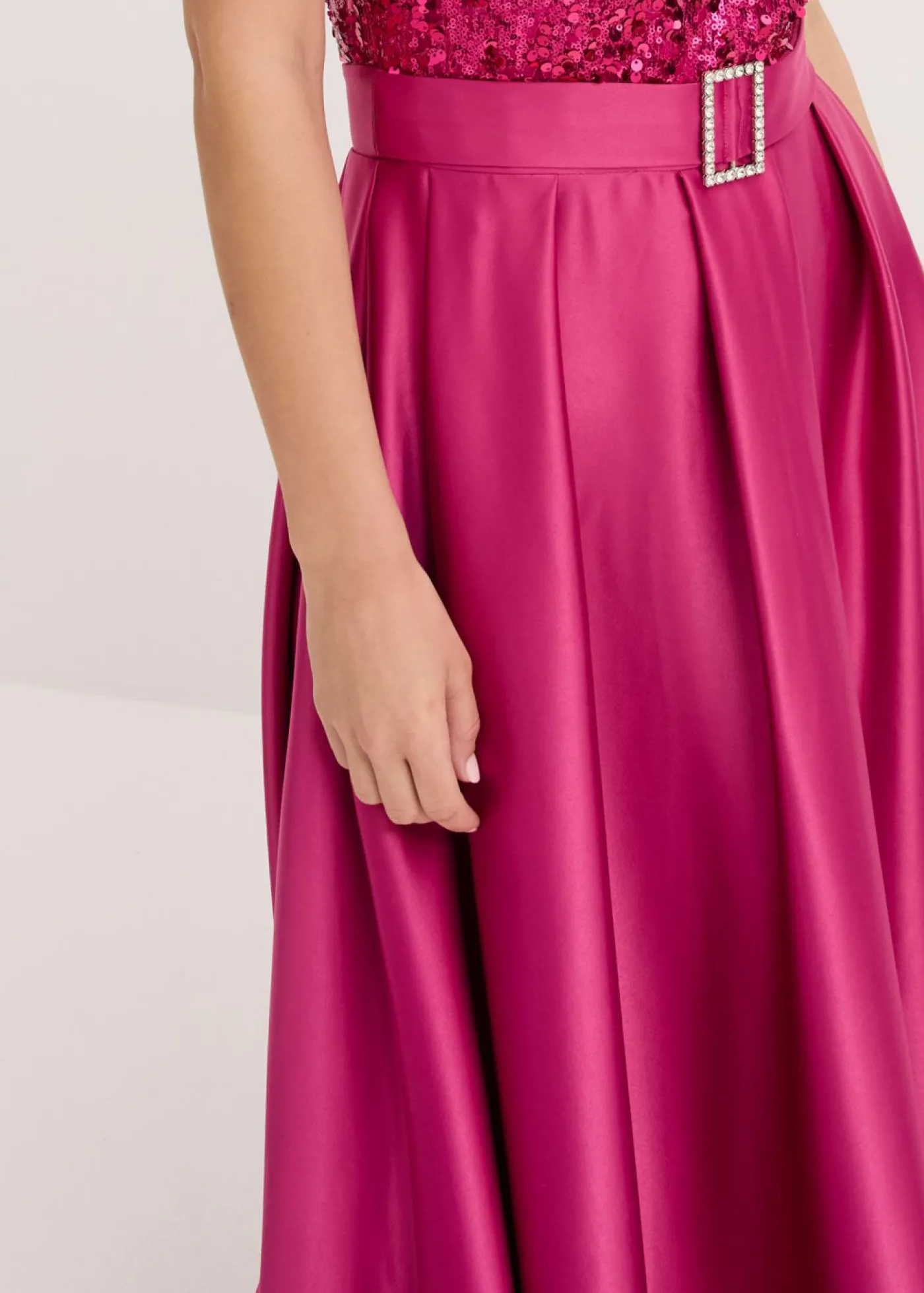 Best Vestido de noche de satén brillante con lentejuelas Mujer Ropa Elegante|Tallas Pequeñas