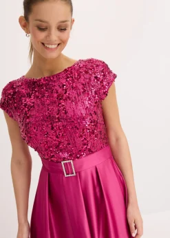 Best Vestido de noche de satén brillante con lentejuelas Mujer Ropa Elegante|Tallas Pequeñas