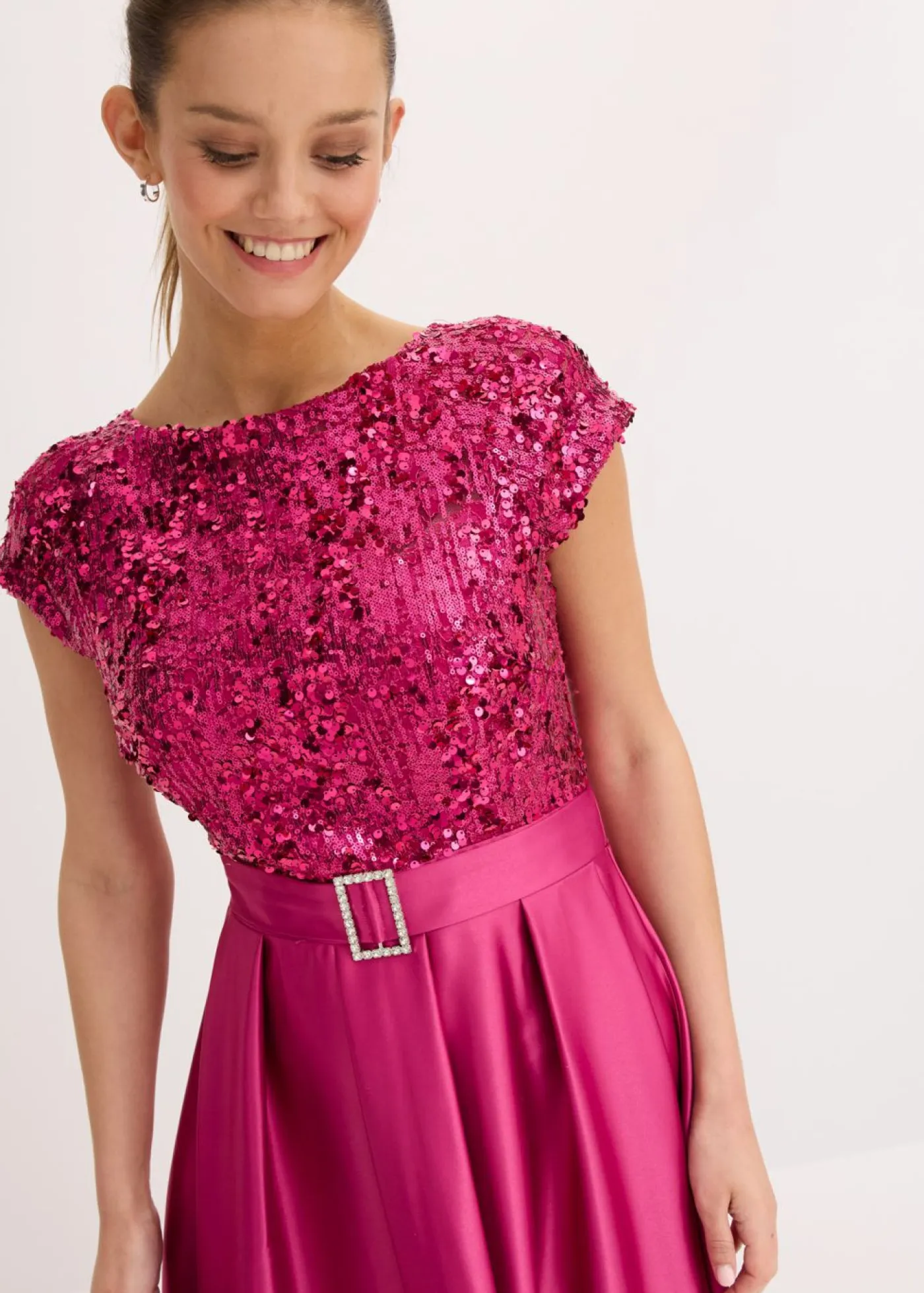 Best Vestido de noche de satén brillante con lentejuelas Mujer Ropa Elegante|Tallas Pequeñas