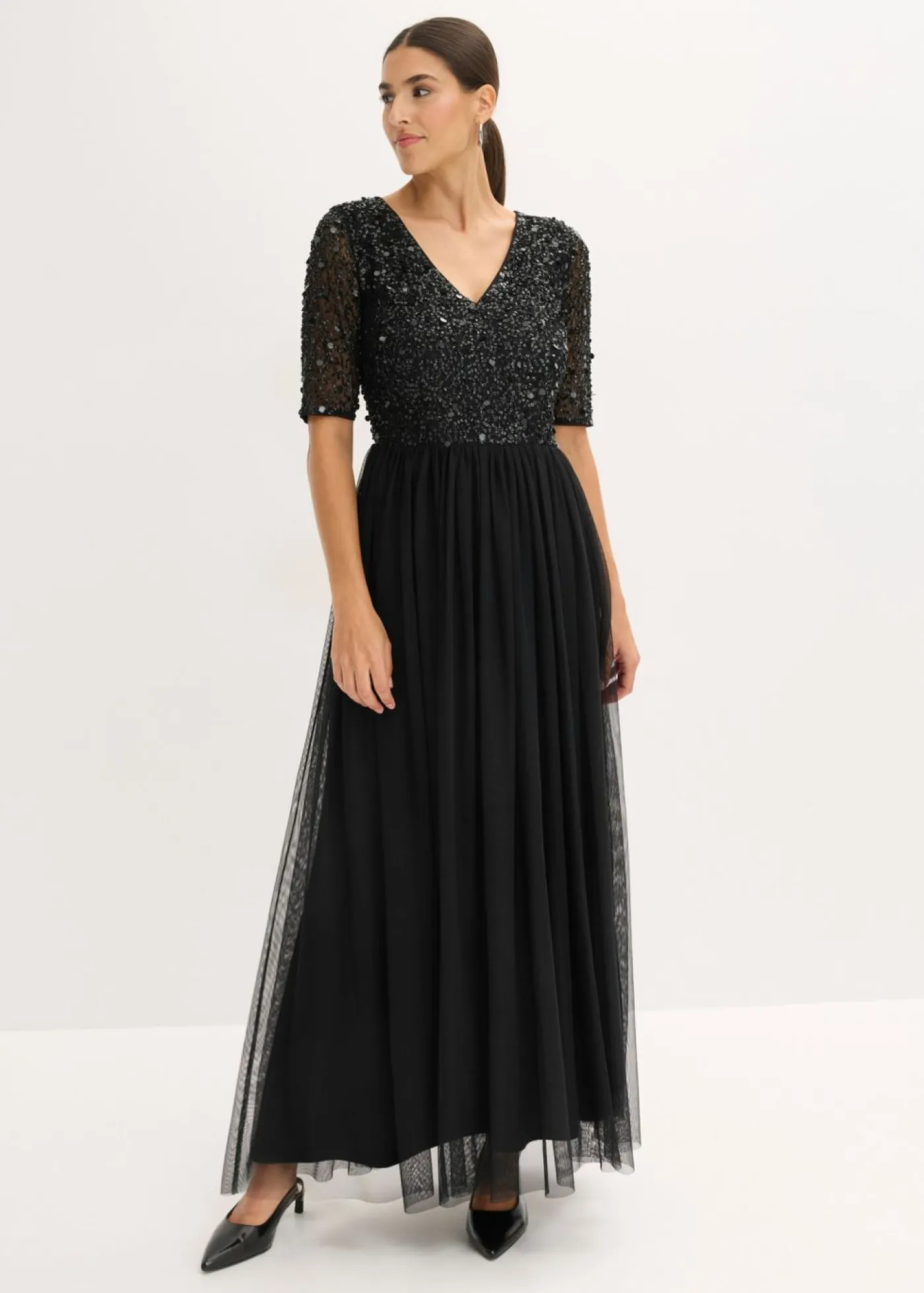 Sale Vestido de noche de tul delicado con bordado de lentejuelas Mujer Vestidos|Tallas Pequeñas