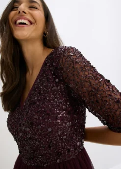 Vestido de noche de tul delicado con bordado de lentejuelas Mujer Vestidos|Tallas Pequeñas